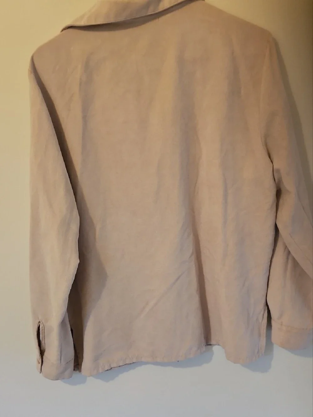 Jordan L Relaxed Velvet Feel Button-Up Shirt in Light Beige